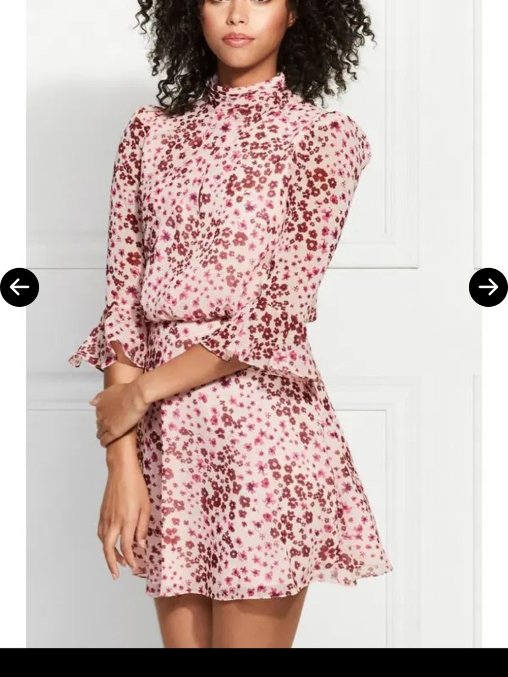 #010 Rachel Zoe Pink and Burgundy Floral High-Neck Mini Dress